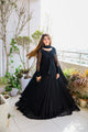 SOLID BLACK LONG FLAIR LESS BODER SET WITH DUPATTA-TD-114
