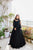 SOLID BLACK LONG FLAIR LESS BODER SET WITH DUPATTA-TD-114