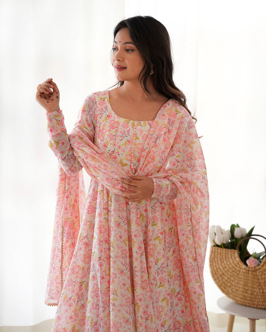 Pink Chiffon Kurta Set