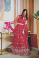 RED MOROON NET LEHENGA CHOLI SET WL- 3010