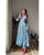 ANISKA SKY BLUE FLORAL PRINT ORGANZA SUIT SET