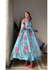 ANISKA SKY BLUE FLORAL PRINT ORGANZA SUIT SET