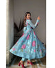 ANISKA SKY BLUE FLORAL PRINT ORGANZA SUIT SET