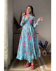 ANISKA SKY BLUE FLORAL PRINT ORGANZA SUIT SET