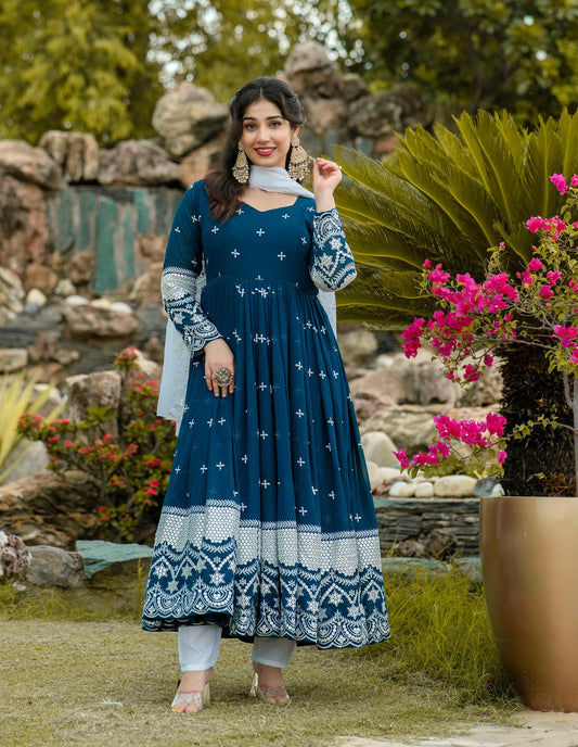 ZENNY EMBROIDERY WORKED ANARKALI SUIT SET
