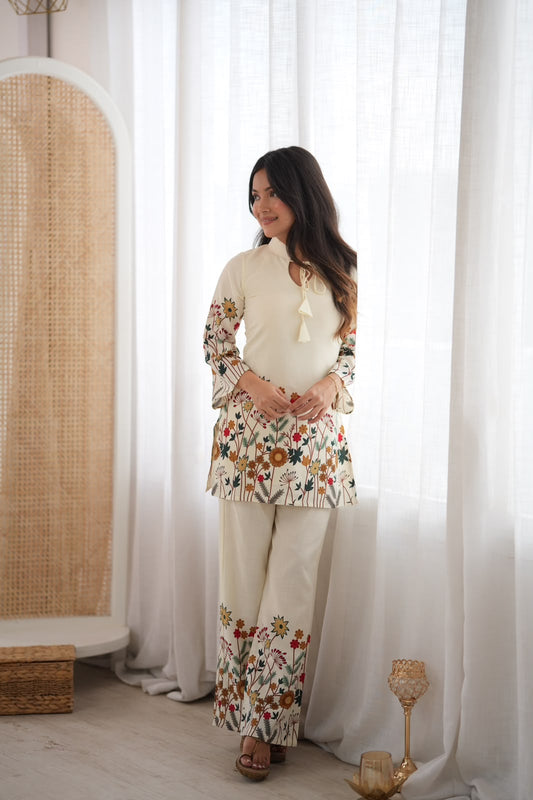 PRESENTING NEW MAGIC COTTON FLORAL KURTA TOP PENT SET