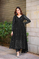 BLACK GEORGETTE EMBROIDERED SUIT SET TD-107