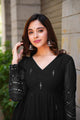 BLACK GEORGETTE EMBROIDERED SUIT SET TD-107