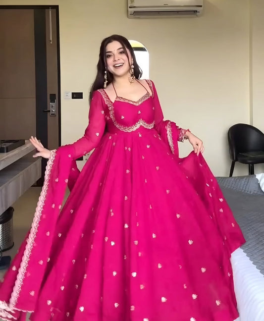 Bloom  Pink Anarkali Suit Set