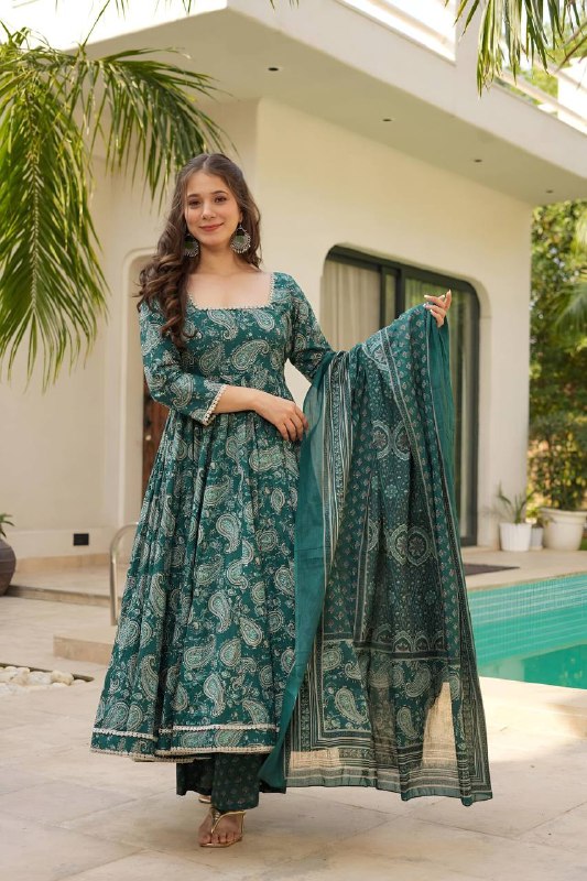 Moksha 's Premium Quality Anarkali  Print Suit Set