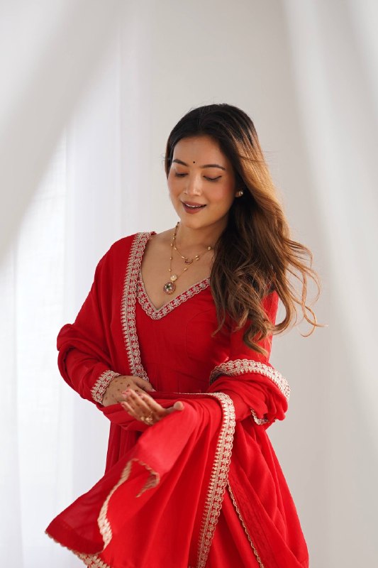 RED ANARKALI SUIT KNB103