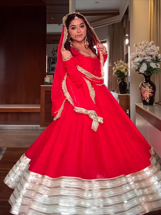 Pnihari Red Special Anarkali Suit Set