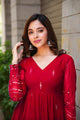 MAROON  GEORGETTE EMBROIDERED SUIT SET TD-107
