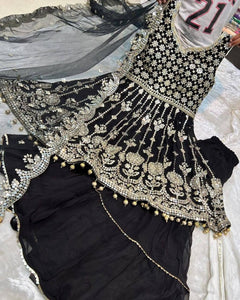 BLACK Colored New Designer Party Wear Look Sharara LC-206