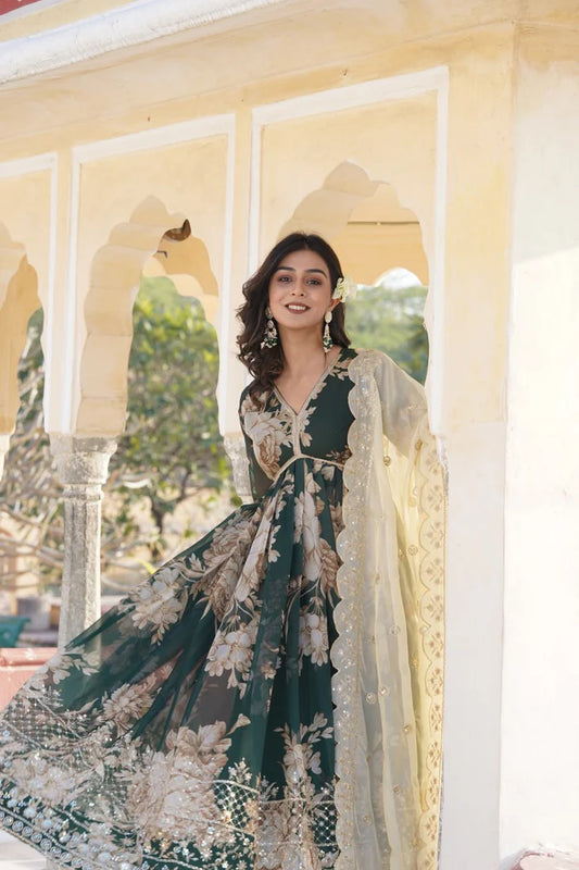 MASAKA READYMADE ALIA CUT GOWN WITH DUPATTA SET