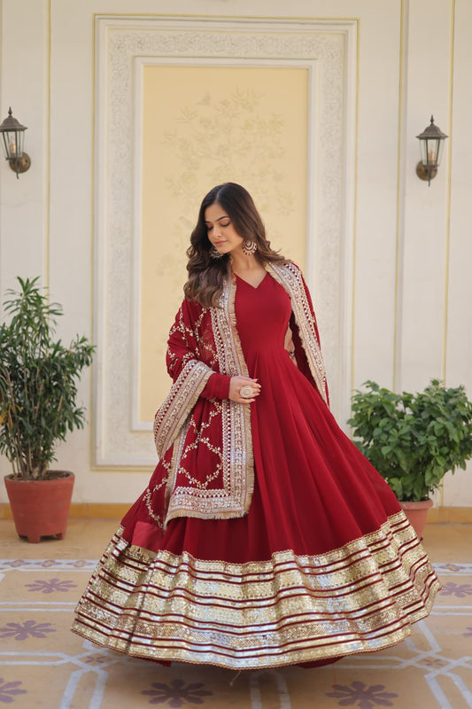 ANAMIKA  PREMIUM DESIGNER READYMADE GOWN WITH DUPATTA SET