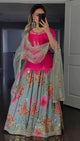 Pink Heavy Silk And Digital Print With Sequence Embroidery Work lehenga with kurti LC1132