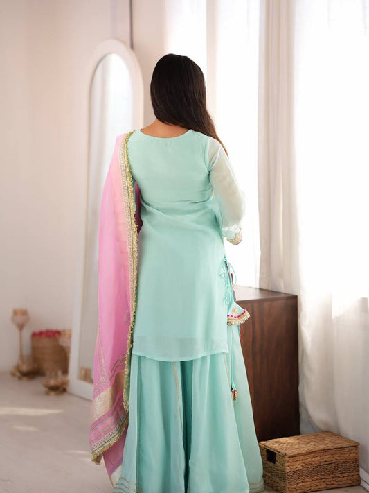 Kaumya Neon Elegant Sharara Suit Set 6061 sky