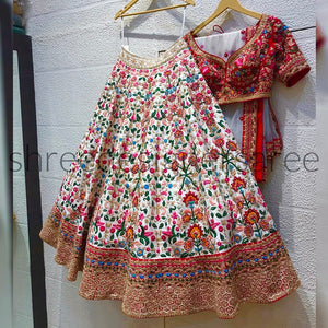 WHITE Colour Embroidered Attractive Party Wear Silk Lehenga choli  LC 26