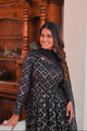 Black Lucknowi Sequins Work V NECK  Gown pent and duptta suit set