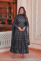 Black Lucknowi Sequins Work V NECK  Gown pent and duptta suit set