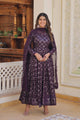 BUFANI 2 COLOUR RANI & WINE  EMBROIDERED GEORGETTE ANARKALI FULLY STITCHED SUIT SET -TD 124-