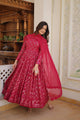 BUFANI 2 COLOUR RANI & WINE  EMBROIDERED GEORGETTE ANARKALI FULLY STITCHED SUIT SET -TD 124-