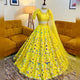 Lemon Yellow Colour Embroidered Attractive Party Wear Silk Lehenga choli SD 1055