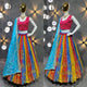 Multi Colour Digital Print Embroidered Attractive Party Wear Silk Lehenga LC1072