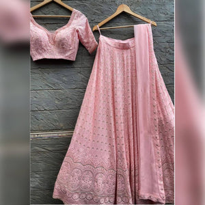 Pale pink Colour Embroidered Attractive Party Wear Silk Lehenga choli LC523
