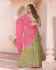 Green Color Faux Georgette Embroidered Sequence Work Lehenga Choli-LC222